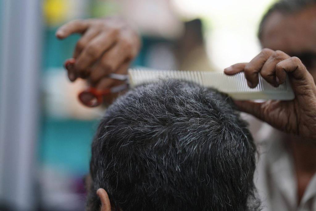 hairdresser, hairstyle, cutting hair, men, hair salon, barber, beauty spa, cutting, only men, design, cross section, human hair, fashion, barber shop, scissors, beauty, beautician, elegance, modern, working, young men, beard, indoors